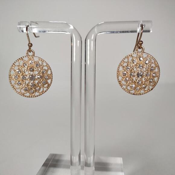 3 Pair Pierced Ear Earrings Silver and Gold Tone Faux Pearl and Rhinestones - Picture 7 of 9